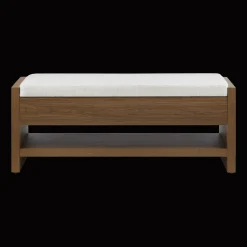 Fabric and Wood Bench