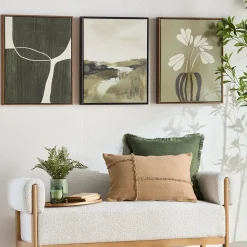 Fabric and Wood Bench