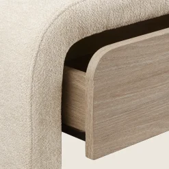 Fabric and Wood Bench with Storage