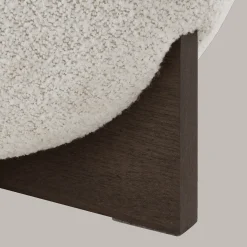 Fabric and Wood Ottoman