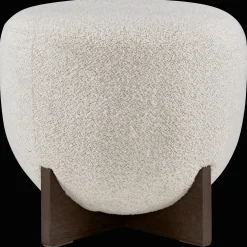 Fabric and Wood Ottoman