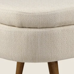 Fabric Storage Bench on Wooden Legs