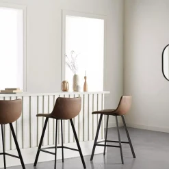 Faux Leather and Metal Bar Stool