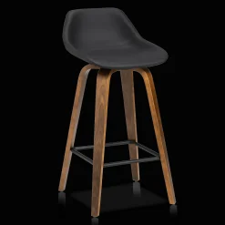 Faux Leather and Walnut Wood Bar Stool