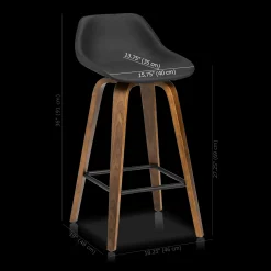 Faux Leather and Walnut Wood Bar Stool