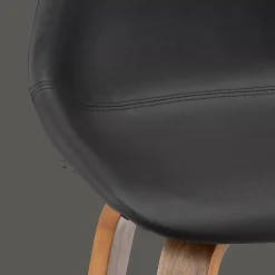 Faux Leather and Walnut Wood Bar Stool