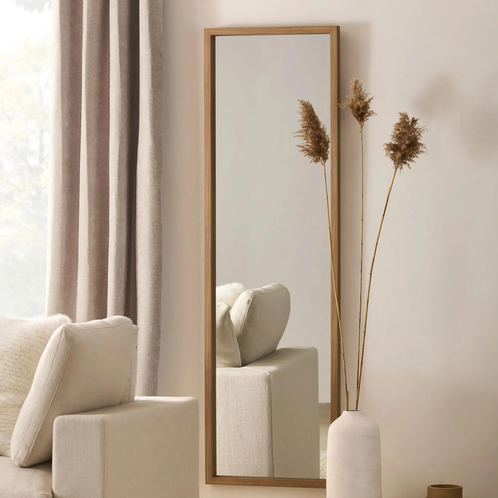 Full-Size Mirror with Wood Frame