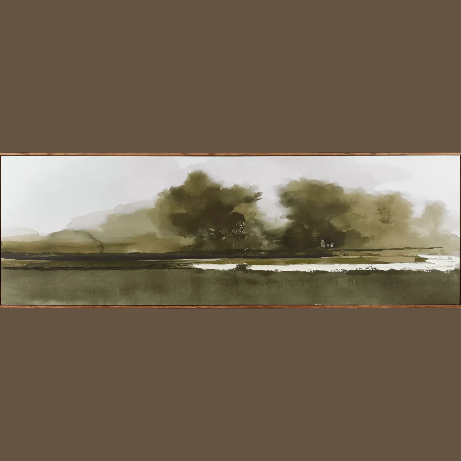 Gel-Embellished Watercolor Landscape Framed Art