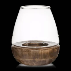 Glass and Wood Candle Holder