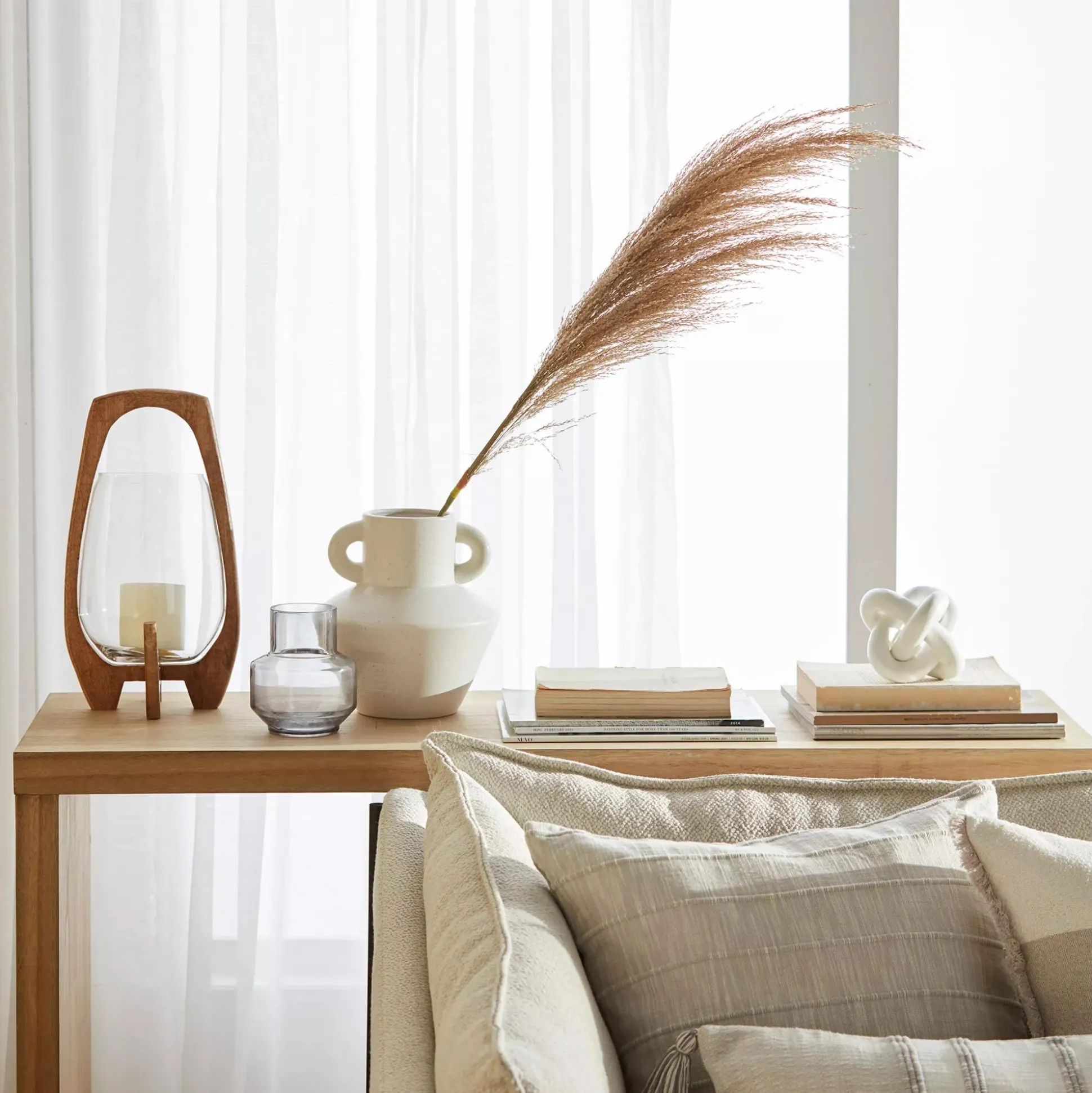 Glass Candle Holder with Wooden Base