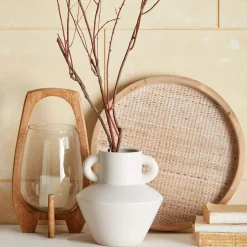 Glass Candle Holder with Wooden Base