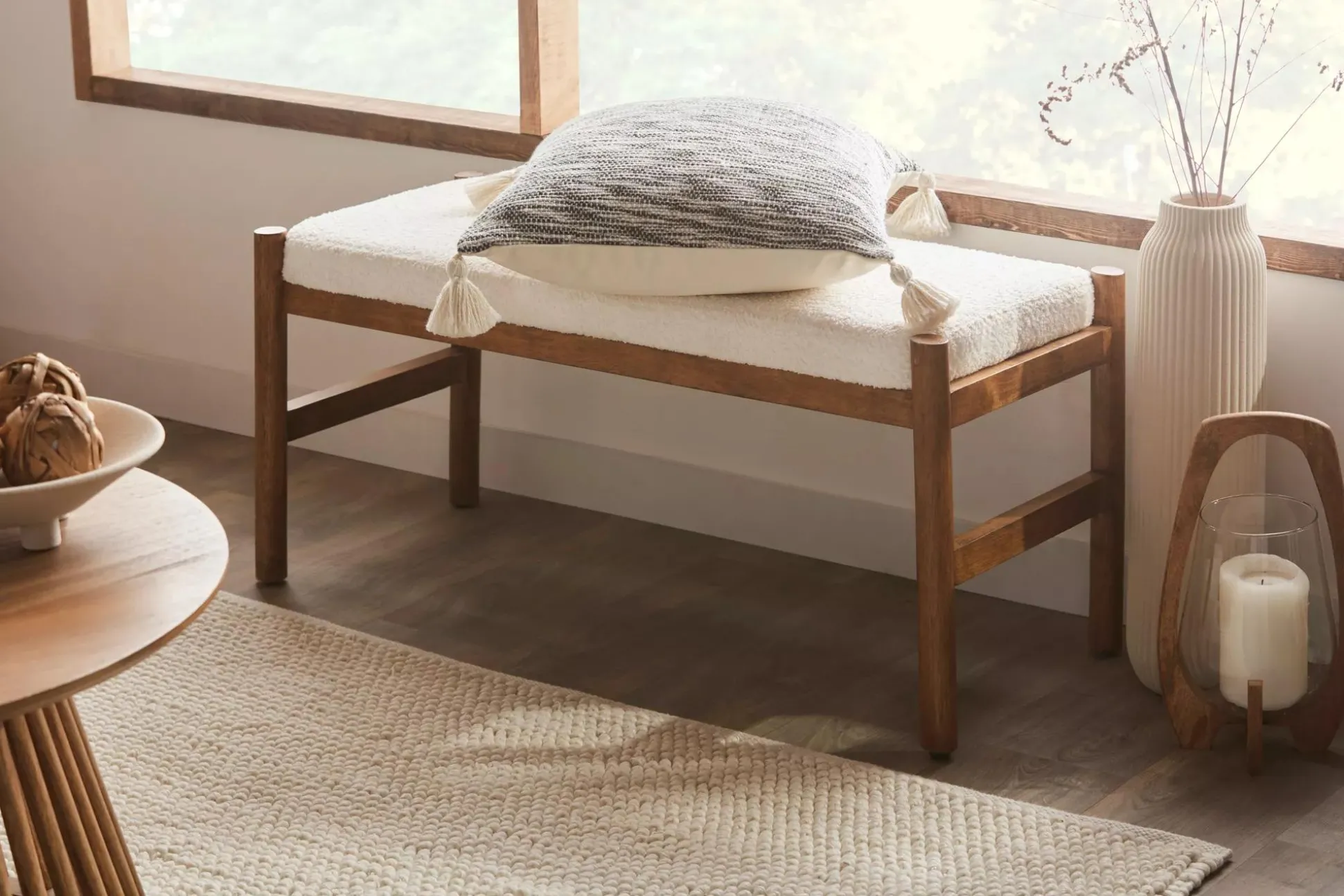 Glass Candle Holder with Wooden Base