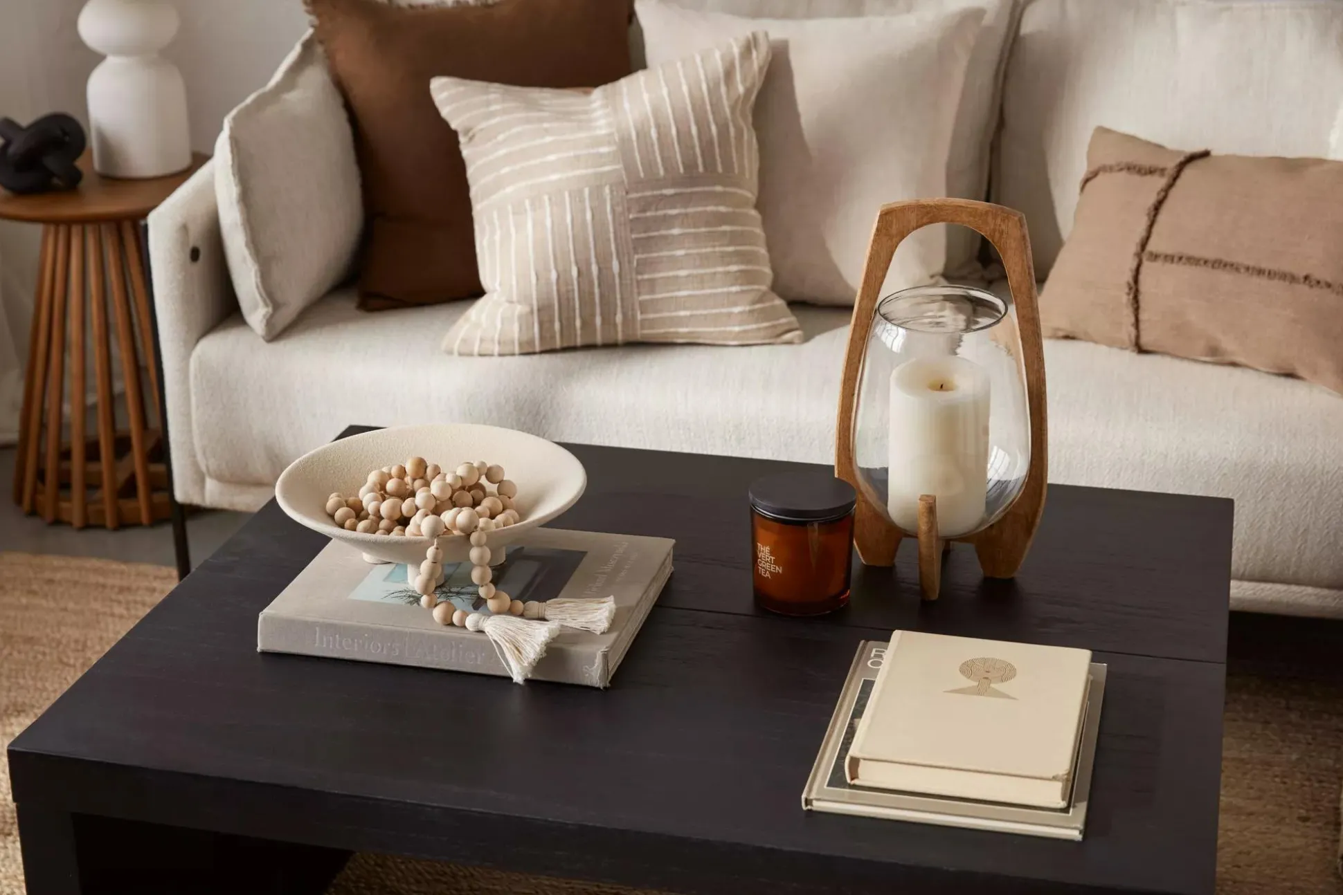 Glass Candle Holder with Wooden Base