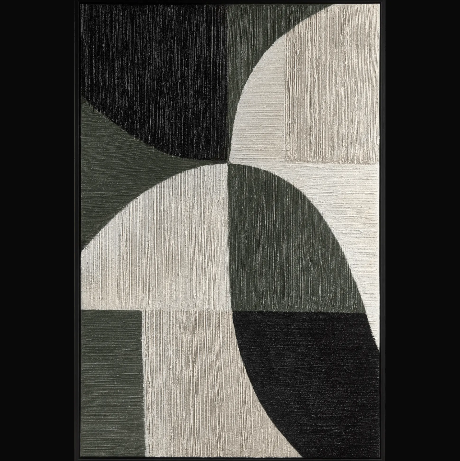 Green Color Block Abstract Framed Art