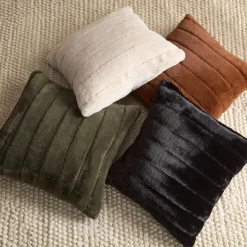 Green Cougar Faux Fur Throw Pillow