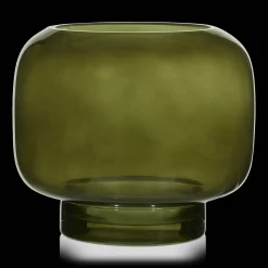 Green Glass Pillar Candle Holder