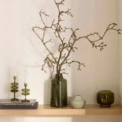 Green Glass Pillar Candle Holder