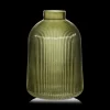 Green Ribbed Glass Table Vase