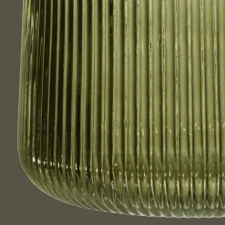 Green Ribbed Glass Table Vase