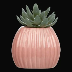 Greenery in Pink Ribbed Vase