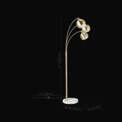 3-Head Floor Lamp with Marble Base