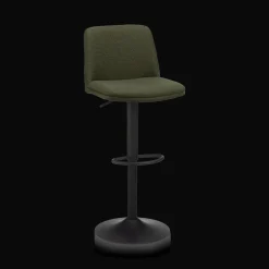 Khaki Fabric and Metal Adjustable Bar Stool