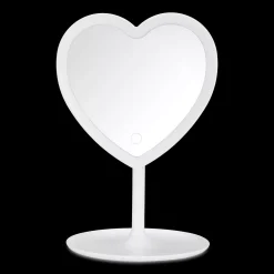 LED Heart-Shaped Table Mirror