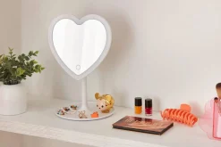 LED Heart-Shaped Table Mirror