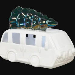 Light Up Ceramic Van With Tree