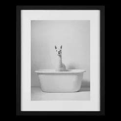 LLama in Bathtub Printed Framed Canvas