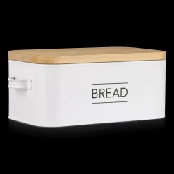 Metal Bread Box with Bamboo Lid