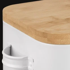 Metal Bread Box with Bamboo Lid