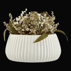 Mixed Greenery in Ribbed Pot