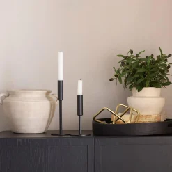 Modern Candle Holder in Black Metal