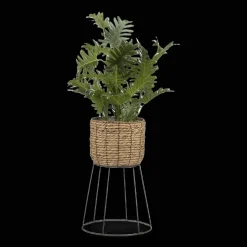 Natural Rattan Planter on Metal Legs