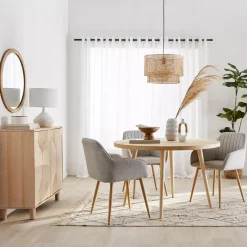 Natural Wood Round Dining Table