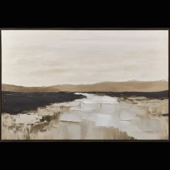 Neutral River Landscape Framed Art