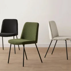 Oatmeal Fabric and Metal Dining Chair