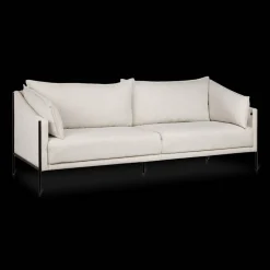 Oatmeal Fabric Sofa with Black Metal Legs