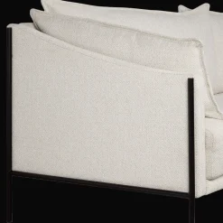 Oatmeal Fabric Sofa with Black Metal Legs