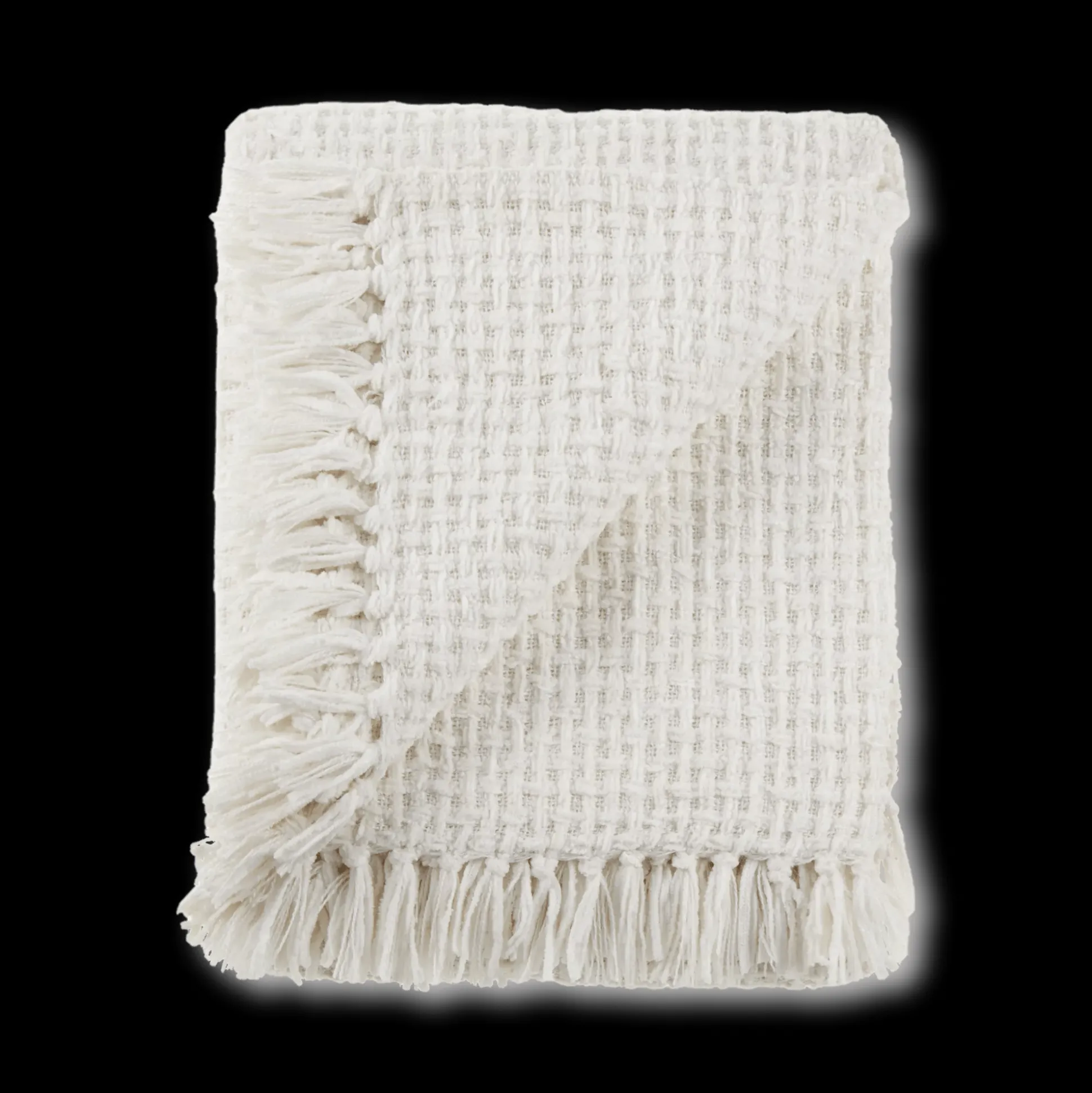 Off White Basic Chenille Knit Throw