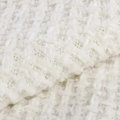 Off White Basic Chenille Knit Throw