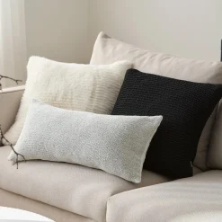 Off White Maddox Faux Fur Decorative Pillow