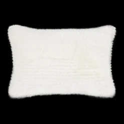 Off White Maddox Faux Fur Decorative Lumbar Pillow