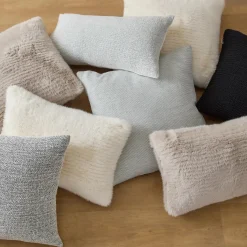 Off White Maddox Faux Fur Decorative Lumbar Pillow