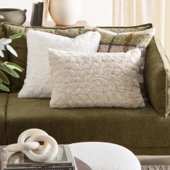 Off White Sheep Faux Fur Throw Pillow