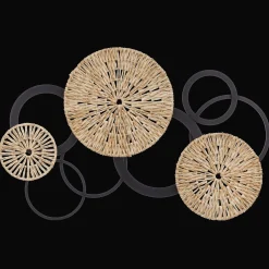 Rattan and Metal Circles Wall Art