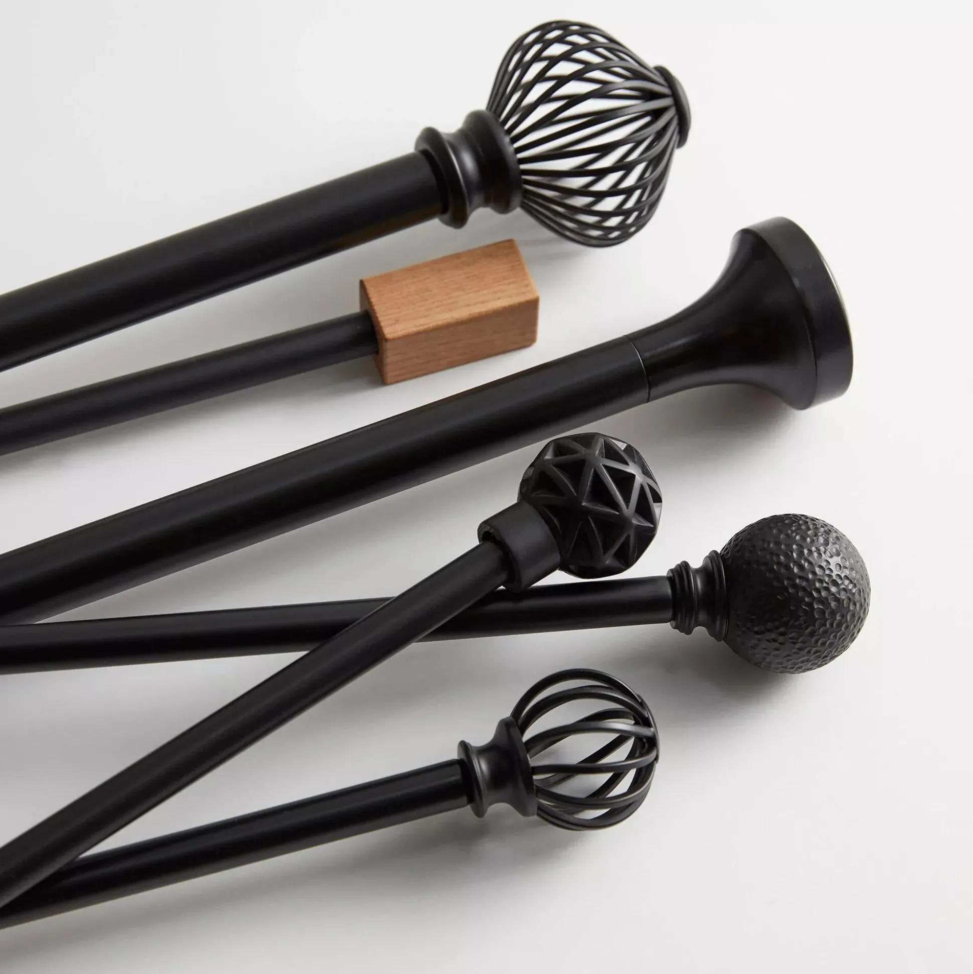 Rectangular Wood Curtain Rod Set - Diameter 13/16 mm