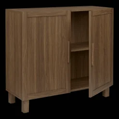 Ribbed Door Walnut Veneer Buffet