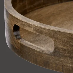 Round Dark Wood Tray